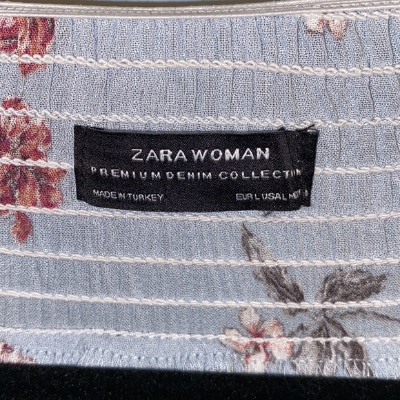 Zara Woman Premium Denim Collection size Large off the shoulder blouse, EC - Picture 3 of 7